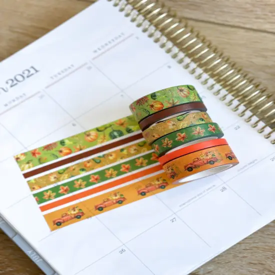Fall Pumpkins & Leaves Orange Truck Washi Tape Set (#W031) {3}