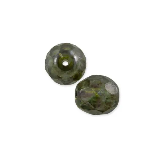 Czech Fire Polished Rounds 8mm Green Luster (Package of 10) {1}