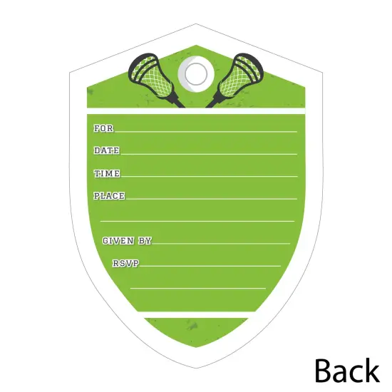 Big Dot of Happiness Lax to the Max Lacrosse Shaped Fill-In Invitations Party Invitation Cards with Envelopes Set of 12 {6}