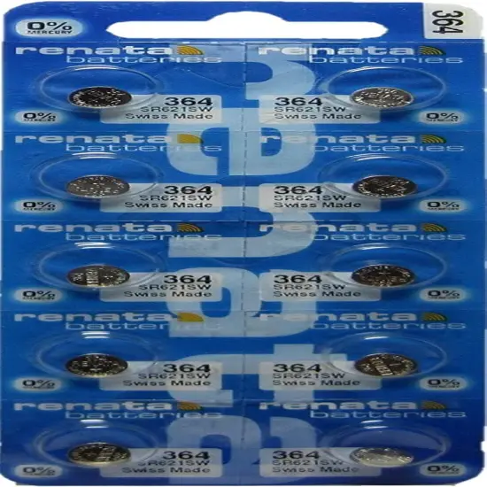 10 Pack 364 Renata Silver Oxide 0% Mercury Electronic Batteries SR621SW {1}