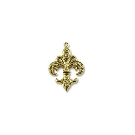 JewelrySupply Pendant | Fleur de lis 38.5x27mm Pewter Antique Gold Plated {1}