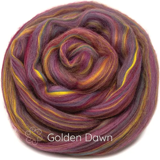 Merino Bamboo Blend Wool Fiber. Soft Combed Top Roving for Spinning & Felting. Golden Dawn {1}
