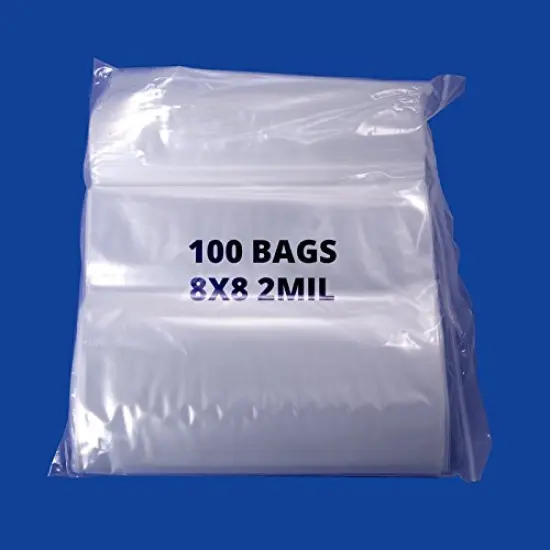 Reclosable Single Zipper Self Locking Zip Poly Bags 8x8 (Package of 100) {2}