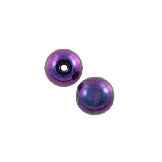 Purple Iris Czech Pressed Glass Round Beads 6mm (Package of 10) {1}