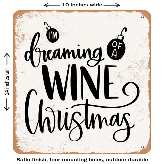 DECORATIVE METAL SIGN - Wine Christmas - Vintage Rusty Look {1}