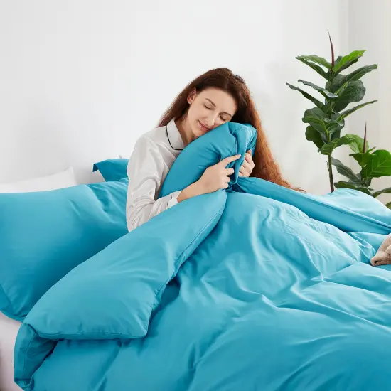 Nestl Double Brushed Microfiber Duvet Cover Set Bright Blue {3}