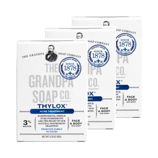 The Grandpa Soap Company Thylox Acne Treatment Bar Soap 4.25 Oz Pack of 3 {1}