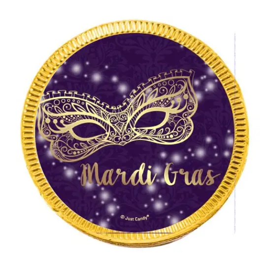 80ct Mardi Gras Candy Chocolate Coins Party Favors (80 Pack) - Golden Elegance - By Just Candy {3}