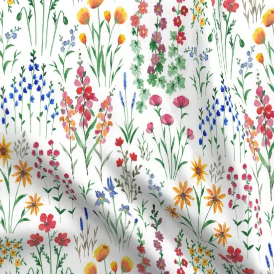 Various Fabrics by the Yard or Fat Quarter Delicate Floral Botanical Garden Bloom Meadow Wildflower Colorful Green Custom Printed Fabric by Spoonflower {5}