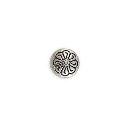 12x5mm Pewter Flower Coin Bead {1}
