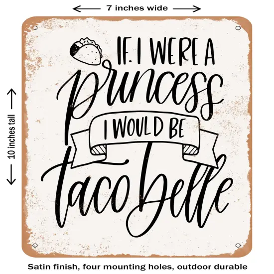 DECORATIVE METAL SIGN - Taco Belle- Vintage Rusty Look {1}