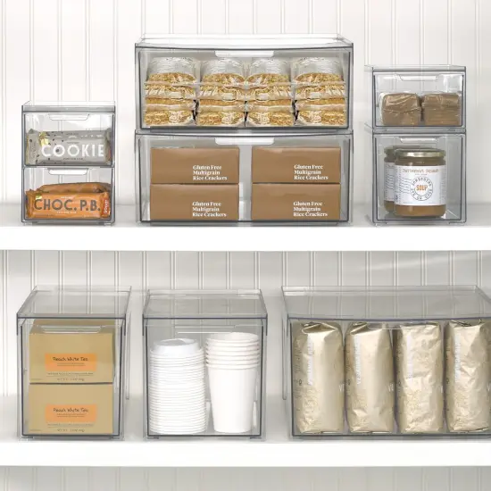 mDesign Stacking Plastic Storage Kitchen Bin with Pull-Out Drawers {2}