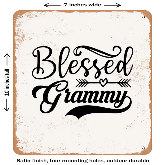 DECORATIVE METAL SIGN - Blessed Grammy- Vintage Rusty Look {1}