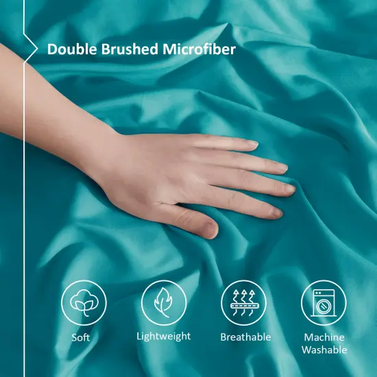 Nestl Double Brushed Microfiber Duvet Cover Set Teal {4}