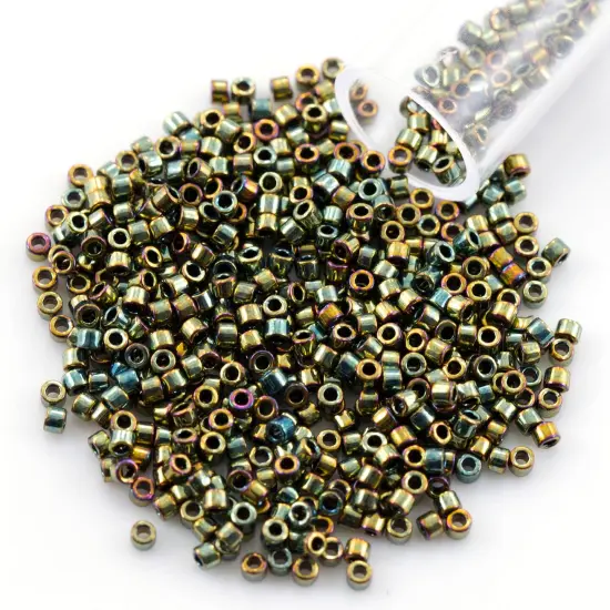Miyuki Delica Seed Bead 11/0 Metallic Green AB {1}