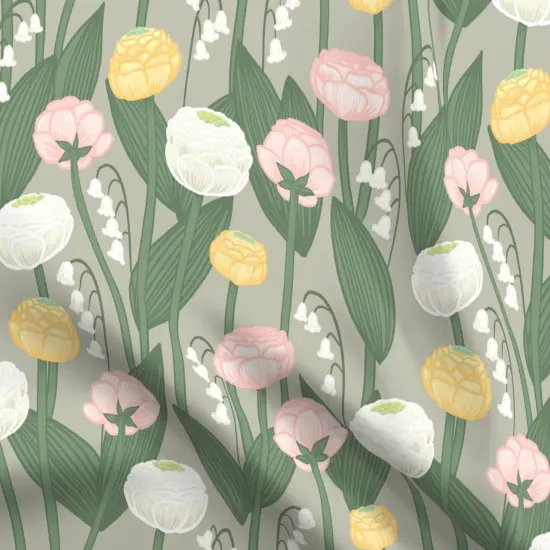 Various Fabrics by the Yard or Fat Quarter Lily Of The Valley Spring Floral Large Scale Pastel Pink Yellow Custom Printed Fabric by Spoonflower {5}