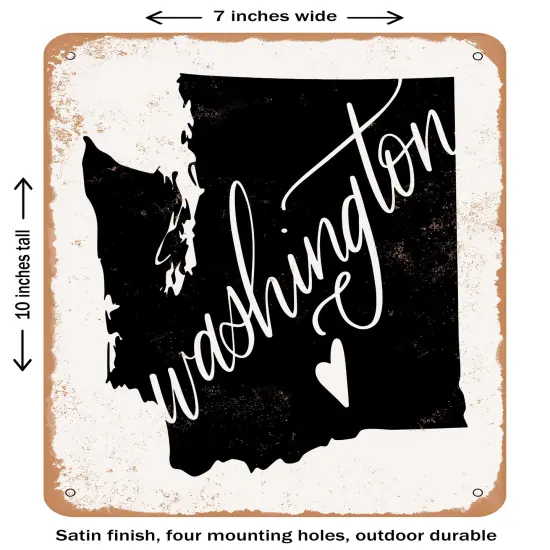 DECORATIVE METAL SIGN - Washington Heart- Vintage Rusty Look {1}