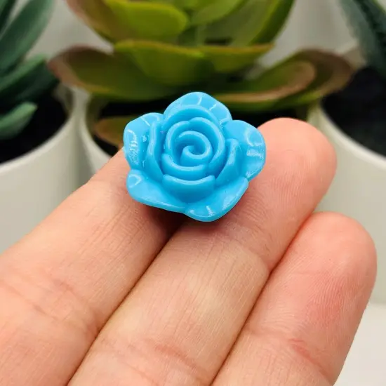 4, 20 or 50 Pieces: Aqua Blue Chunky Rose Flower Beads {3}