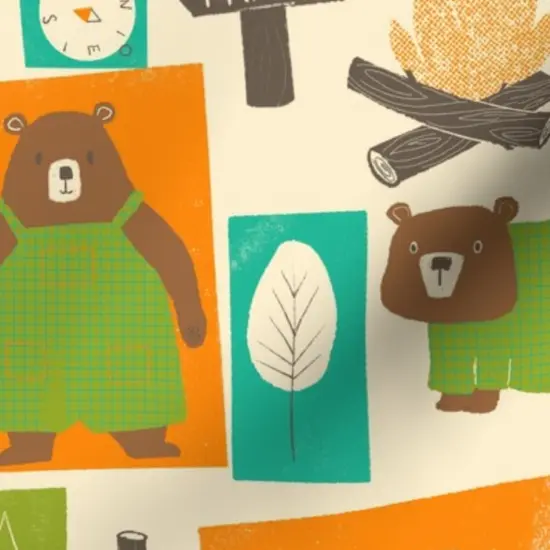 Various Fabrics by the Yard or Fat Quarter Woodland Camping Cute Bears Whimsical Rustic Lodge Mountain Canoe Camp Fire Custom Printed Fabric by Spoonflower {7}