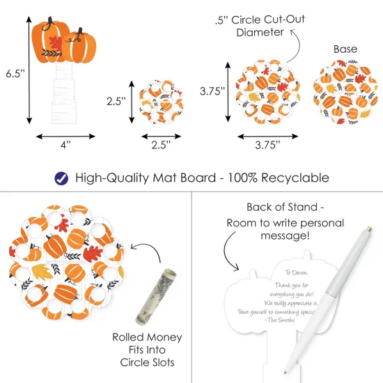 Big Dot of Happiness Fall Pumpkin - DIY Halloween or Thanksgiving Party Money Holder Gift - Cash Cake {4}