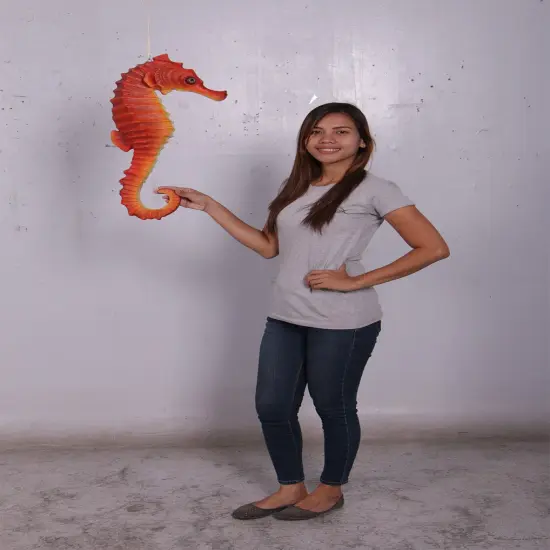 Small Red Seahorse Statue {3}