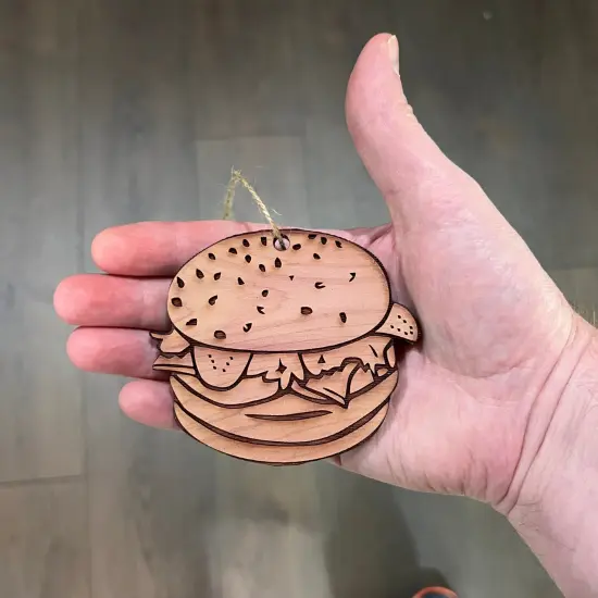 Hamburger - Cedar Ornament {3}