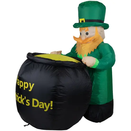 Northlight LED Lighted Inflatable Leprechaun with Pot of Gold St. Patrick's Day Outdoor Decoration - 4' Black {5}