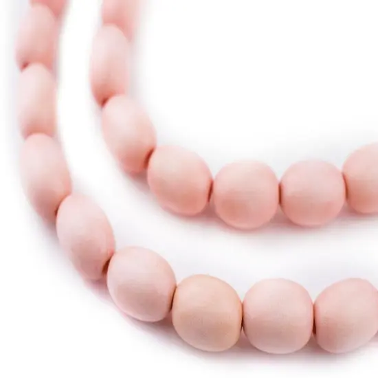 The Bead Chest Pink Oval Natural Wood Beads (15x10mm): Organic Eco-Friendly Wooden Bead Strand for DIY Jewelry, Crafts, Necklace and Bracelet Making {1}