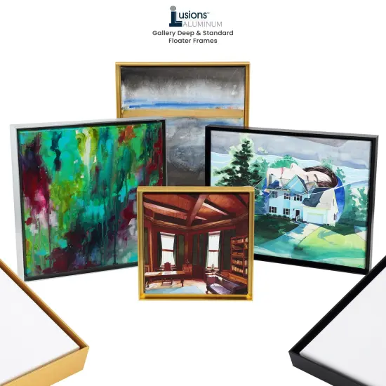 Creative Mark Illusions Aluminum Floater Frames 7/8" 2 Pack - Canvas Floater Frames with Sleek Metal Exterior, Flat Molding & Assembly Hardware for Artists, Professionals, Galleries {2}