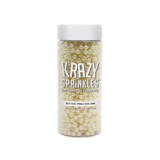 Krazy Sprinkles - White Pearl 4mm Beads (1/2 Cup, 1x Jar) for Cakes, Ice Cream & Cookies {2}