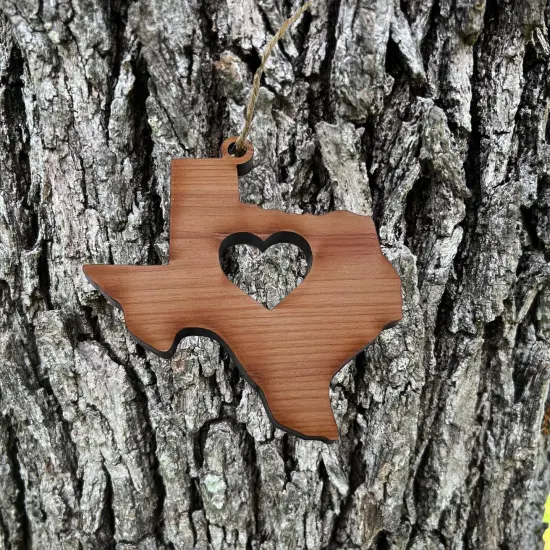 Texas with Heart - Cedar Ornament {3}