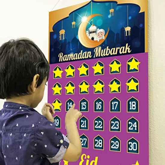 Funnlot Ramadan Decorations Ramadan Calendar Eid Calendar Countdown Calendar 2022 Ramadan Calendar Eid Calender Activities for Kids with 30 Reusable Stars Ramadan Mubarak Decor {5}