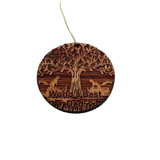 World's Best Dad Two Squirrels and Tree of Life - Cedar Ornament {1}