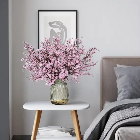 6 Bundles Baby's Breath: UV Resistant Faux Silk Bouquets Pink {2}