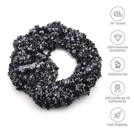 Black Obsidian Chip Beads, 34 Inch, Natural Chip Strands, Drilled Strung Nugget Beads, 3-7mm, Polished, GemMartUSA (CHBO-70001) {1}