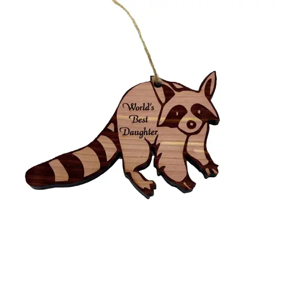 Raccoon Worlds Best Daughter - Cedar Ornament {1}