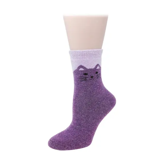 Wrapables Women's Thick Winter Warm Cat Print Wool Socks (Set of 5) {3}