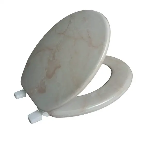 J&V Textiles Round Toilet Seat With Easy Clean & Change Hinge Beige {1}