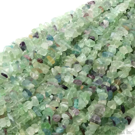Flourite Chip Beads, 34 Inch, Natural Chip Strands, Drilled Strung Nugget Beads, 7-10mm, Polished, GemMartUSA (CHFL-70004) {5}