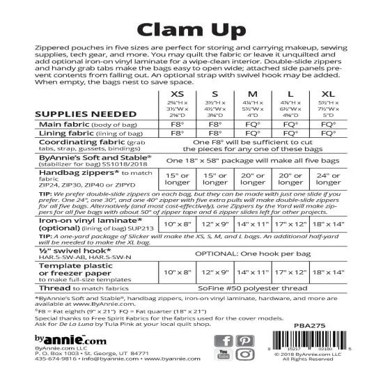 Clam Up Zippered Pouches Pattern by Annie Patterns {2}