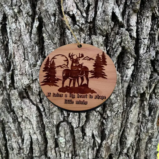 Deer Mountain It takes a big heart - Cedar Ornament {2}
