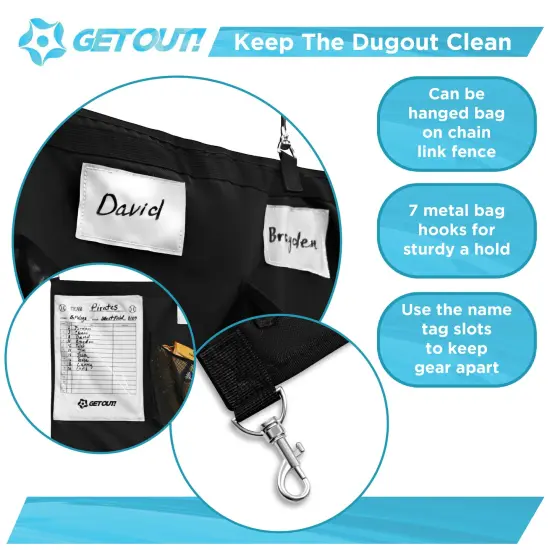 Get Out! Softball Bucket Ball Organizer - Hanging Baseball Helmet Bag for Dugout {3}