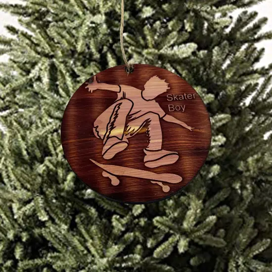 Skater Boy - Cedar Ornament {2}