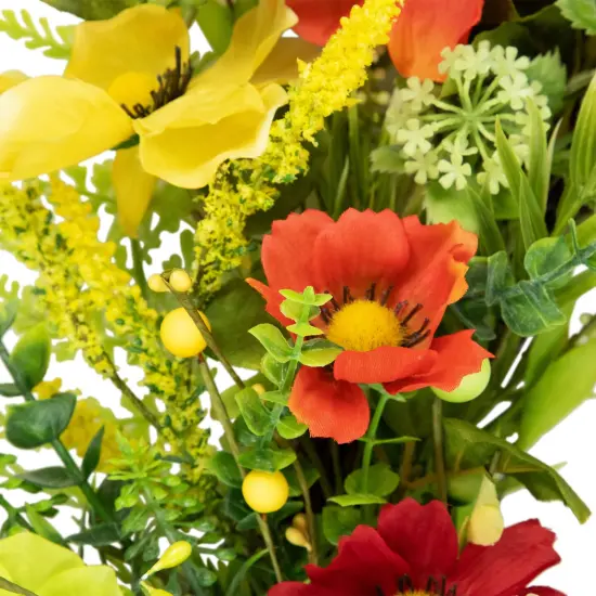 Northlight Poppy and Eucalyptus Spring Wreath - 26" Green {6}