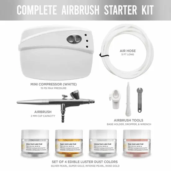 Airbrush Professional Series Bakell Airbrush Gun Kit (White Edition) {1}