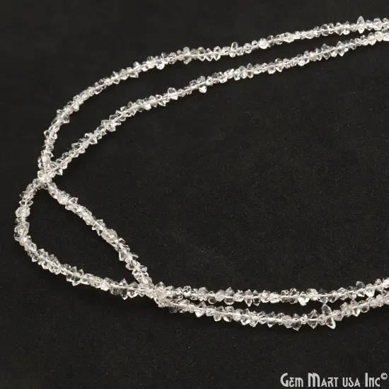 Herkimer Diamond Free Form Beads, Natural Gemstone Strand, Raw Rough Diamond Chips, 3-5mm, 16 Inch, GemMartUSA (DRDH-70004) {1}