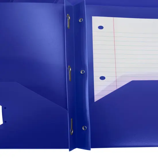 School Smart 2-Pocket Poly Folders with Fasteners, Pack of 25 Blue {3}