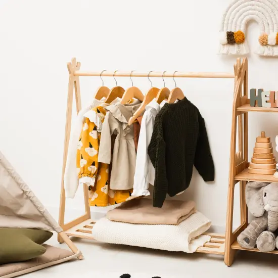 Montessori Clothes Rack, Toddler Wardrobe, Nursery Furniture {5}