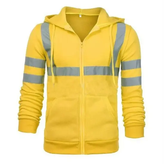 Fullzip Reflective Long Sleeve Fleece Hoodie for Men (Ropa De Trabajo) Safety orange {1}