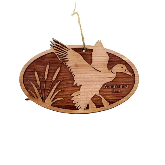Flying Duck Worlds Best Dad - Cedar Ornament {1}